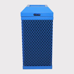 Blue Thermoplastic Coated Expanded Steel Trash Can - yalau ﻿