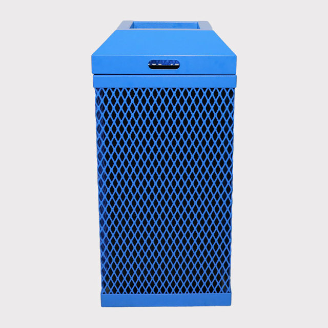 Blue Thermoplastic Coated Expanded Steel Trash Can - yalau ﻿