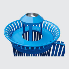 Commercial Trash Can - Heavy-Duty Blue Metal for Public Spaces