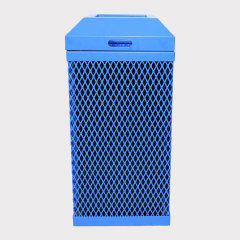 Blue Thermoplastic Coated Expanded Steel Trash Can - yalau ﻿