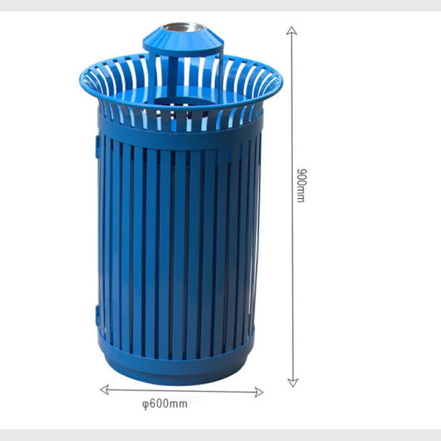 Commercial Trash Can - Heavy-Duty Blue Metal for Public Spaces