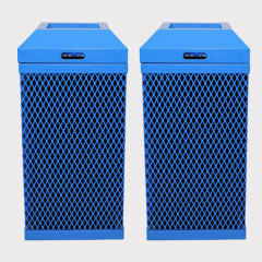 Blue Thermoplastic Coated Expanded Steel Trash Can - yalau ﻿