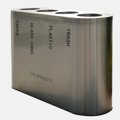 4-Compartment Recycling Bin - Stainless Steel Waste Sorting Station