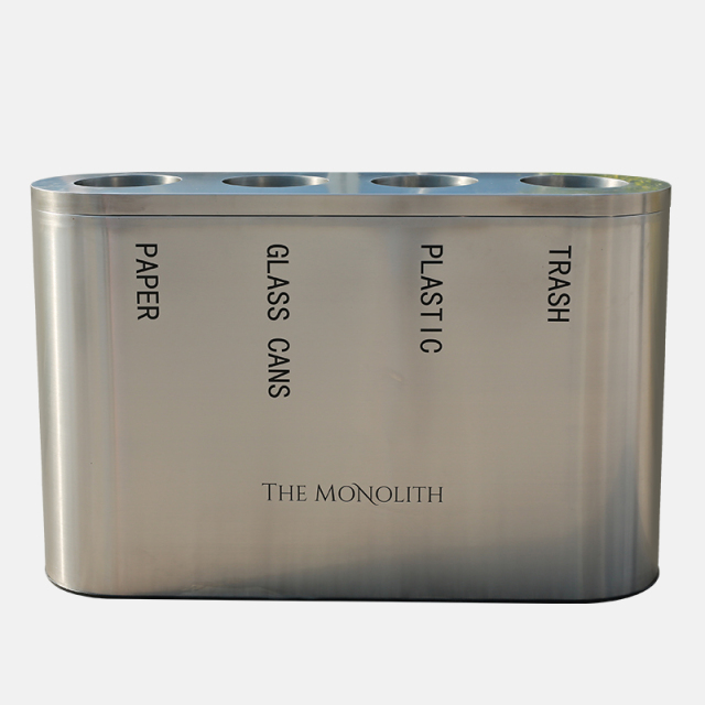 4-Compartment Recycling Bin - Stainless Steel Waste Sorting Station