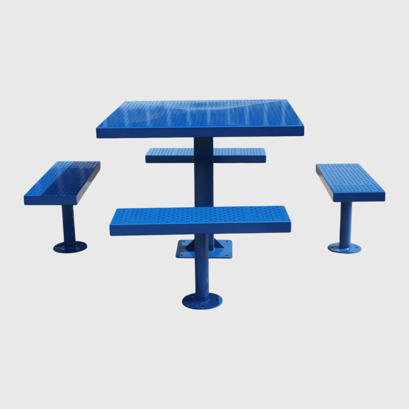 Square Perforated Steel Picnic Table - Heavy-Duty Commercial Seating
