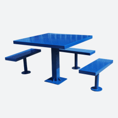 Square Perforated Steel Picnic Table - Heavy-Duty Commercial Seating