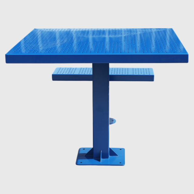 Square Perforated Steel Picnic Table - Heavy-Duty Commercial Seating