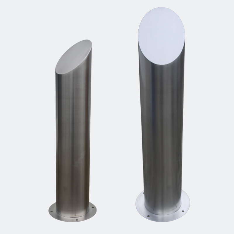 219mm Stainless Steel Safety Bollard - Sloping Top Vehicle Barrier