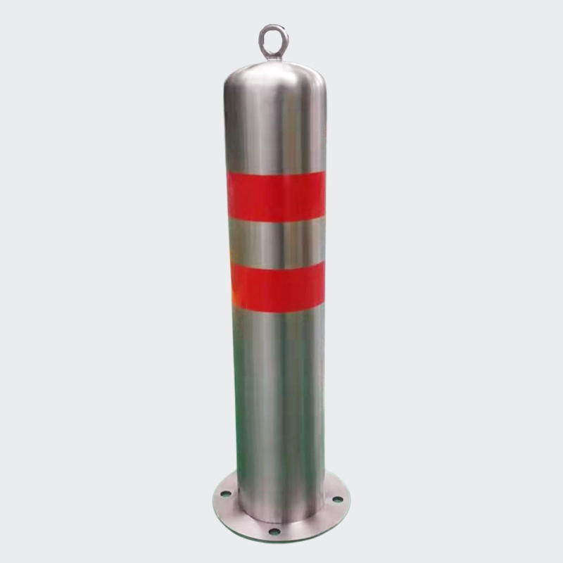 Red Reflective Safety Bollard - Stainless Steel Parking Lot Bollard