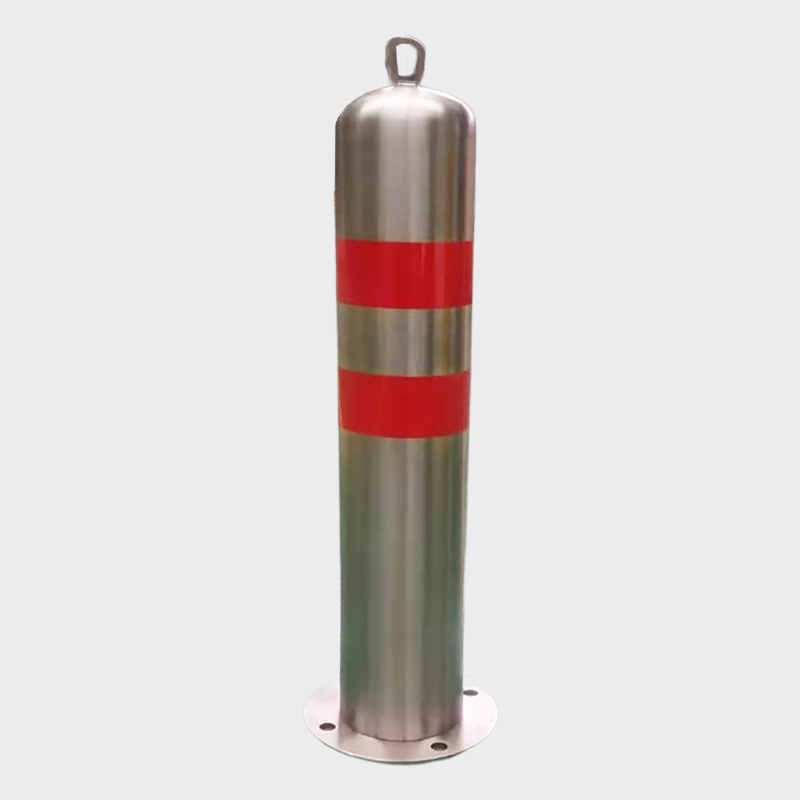 Red Reflective Safety Bollard - Stainless Steel Parking Lot Bollard