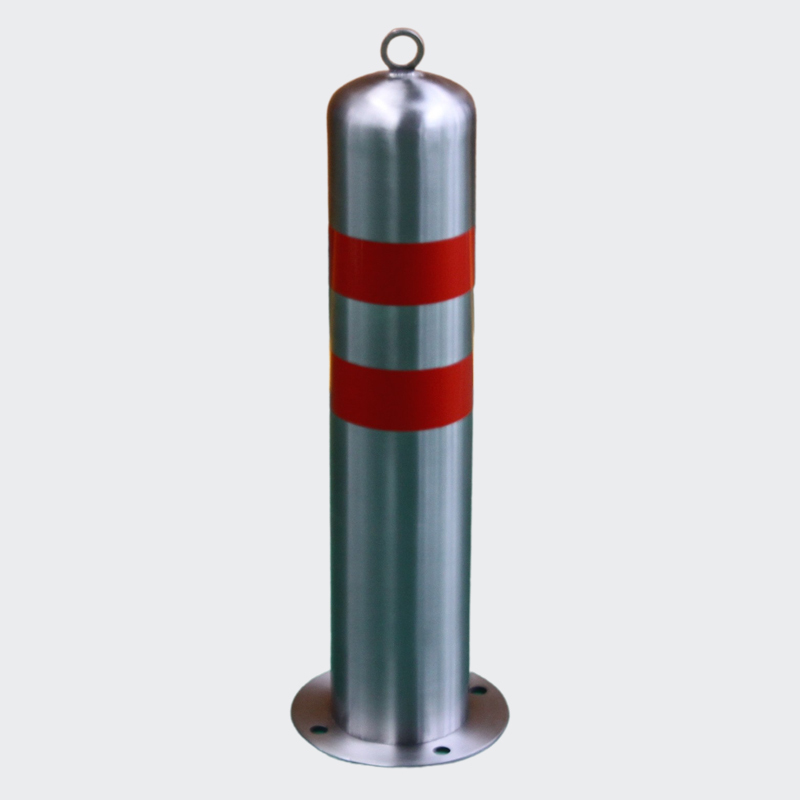 Red Reflective Safety Bollard - Stainless Steel Parking Lot Bollard