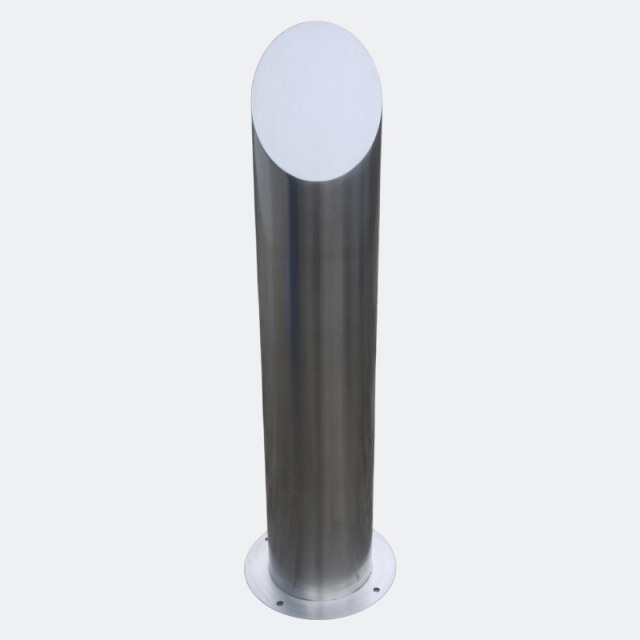 219mm Stainless Steel Safety Bollard - Sloping Top Vehicle Barrier