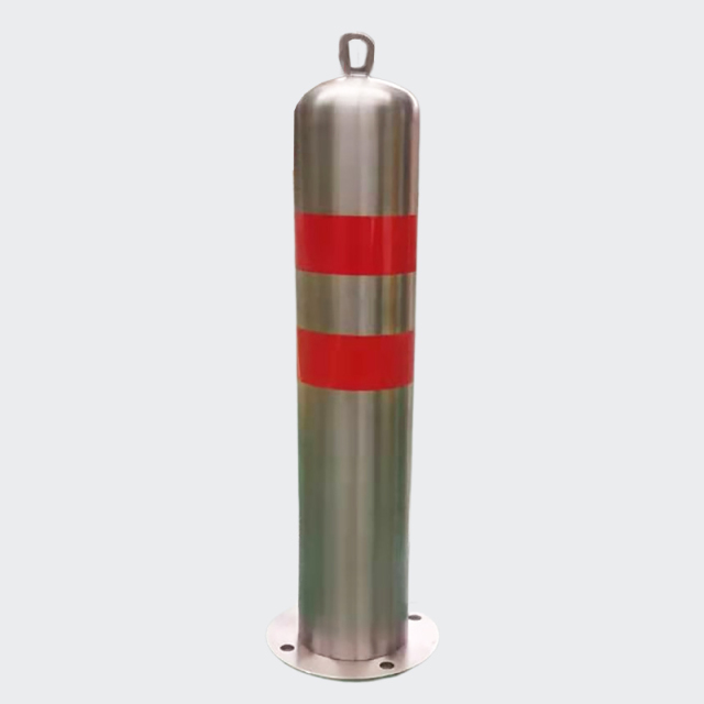 Red Reflective Safety Bollard - Stainless Steel Parking Lot Bollard