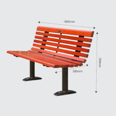 6ft Solid Wood Park Bench with Metal Frame - Weatherproof Design