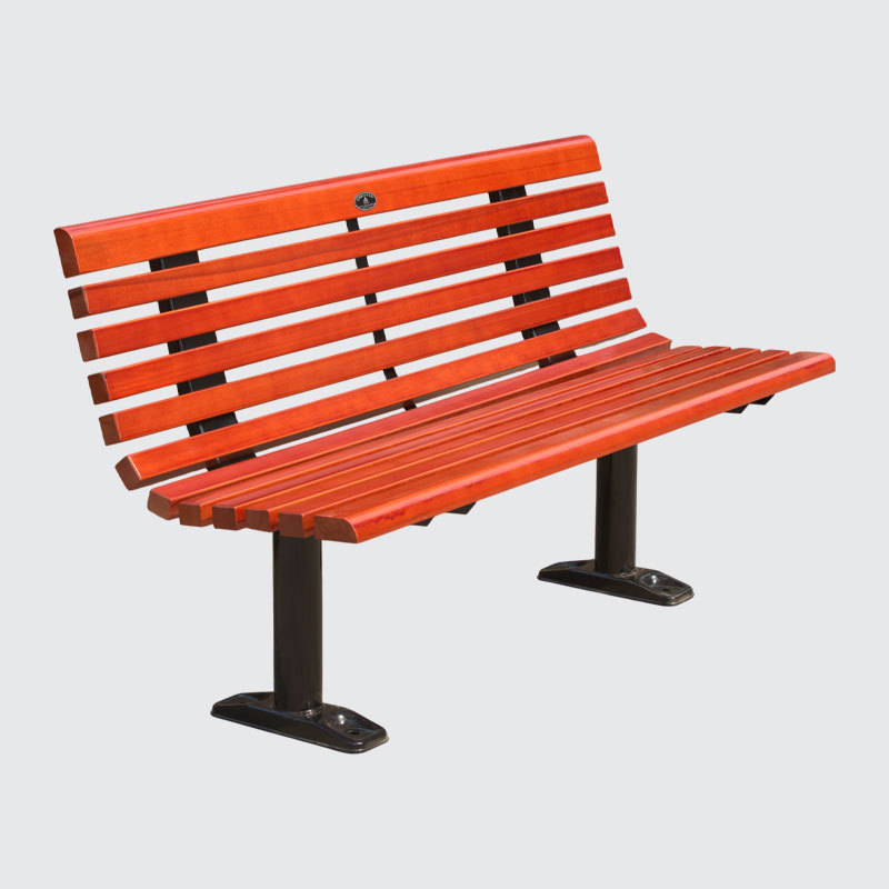6ft Solid Wood Park Bench with Metal Frame - Weatherproof Design