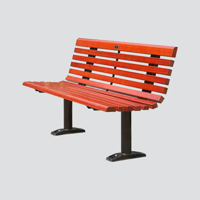 6ft Solid Wood Park Bench with Metal Frame - Weatherproof Design