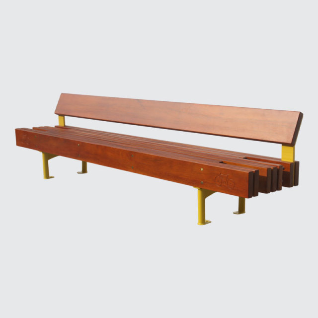 Heavy-Duty Wooden Park Bench with Steel Frame - 400kg Capacity