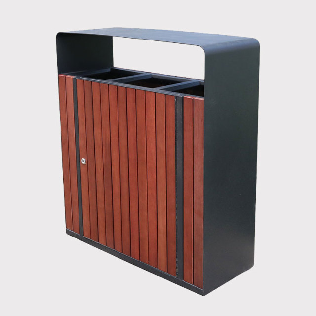 Solid Wood Waste Sorting Bin - Multi-Compartment Recycling