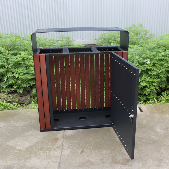 Solid Wood Waste Sorting Bin - Multi-Compartment Recycling