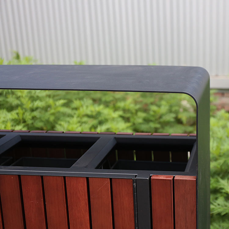 Solid Wood Waste Sorting Bin - Multi-Compartment Recycling