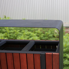 Solid Wood Waste Sorting Bin - Multi-Compartment Recycling