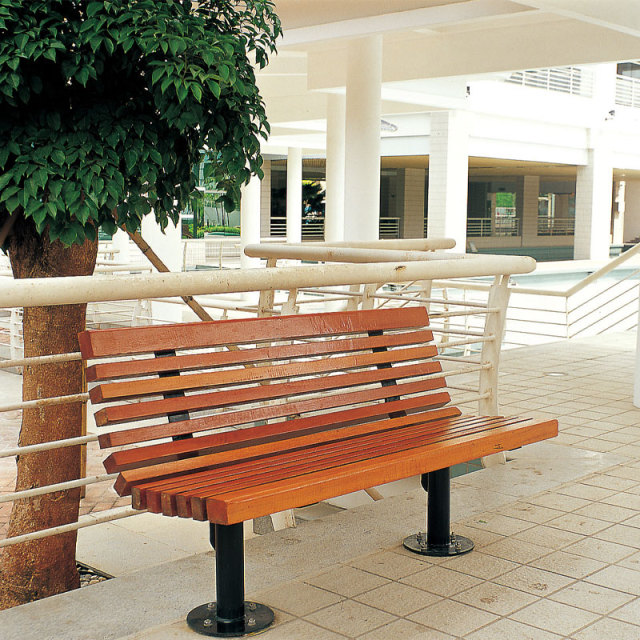 6ft Solid Wood Park Bench with Metal Frame - Weatherproof Design