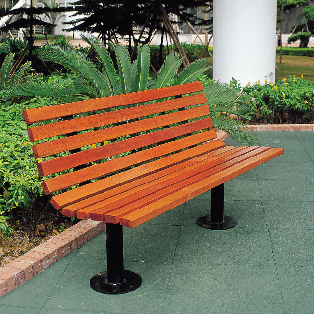 6ft Solid Wood Park Bench with Metal Frame - Weatherproof Design