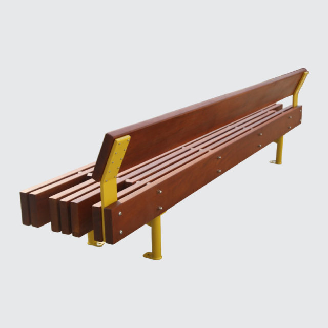 Heavy-Duty Wooden Park Bench with Steel Frame - 400kg Capacity