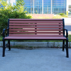 Decorative Park Bench Cast Iron Frame Plastic Wood Seat Classic