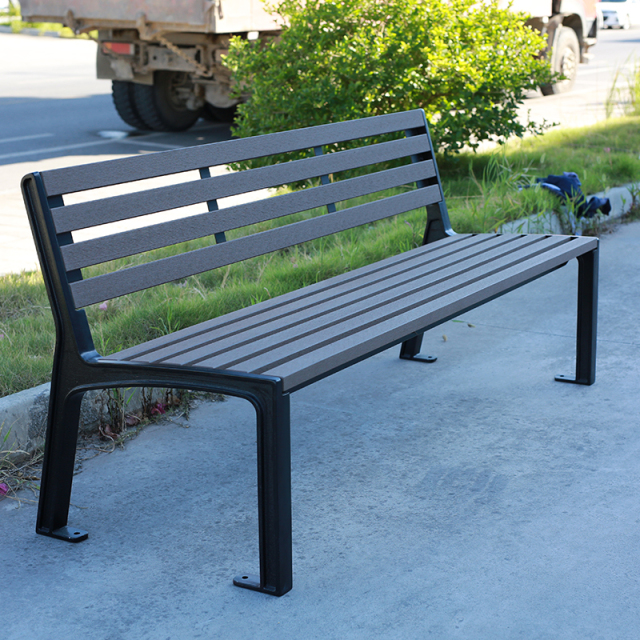 Low-Maintenance Park Bench - Plastic Wood Composite and Metal - Arlau