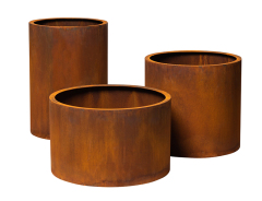 Round Rust Patina Weathering Steel Planter Outdoor - Arlau