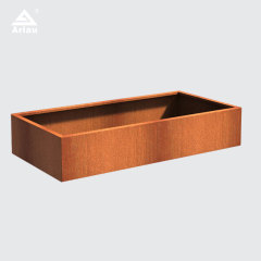 Rectangular Weathering Steel Planter Box for Outdoor Landscaping Arlau