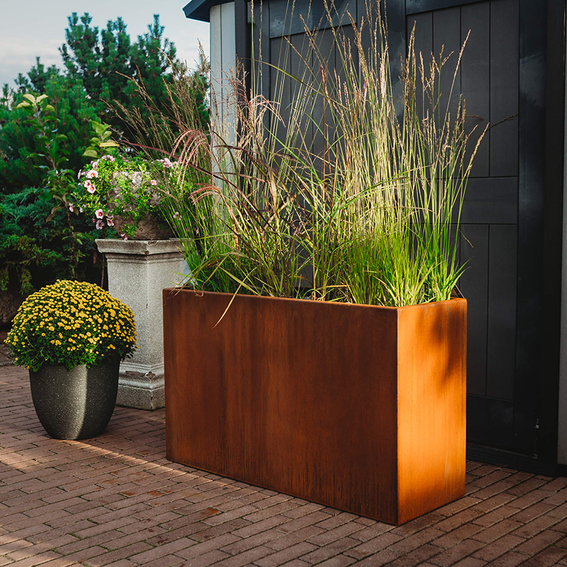Rectangular Weathering Steel Planter Box for Outdoor Landscaping Arlau