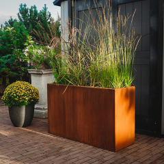 Rectangular Weathering Steel Planter Box for Outdoor Landscaping Arlau