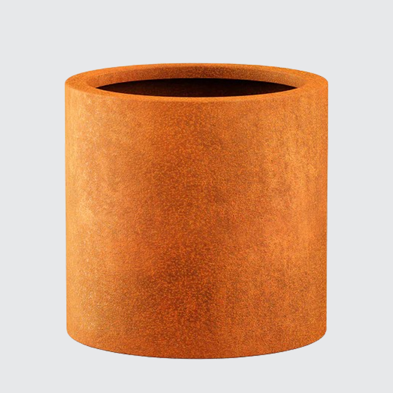 Round Rust Patina Weathering Steel Garden Bed Planter - Arlau