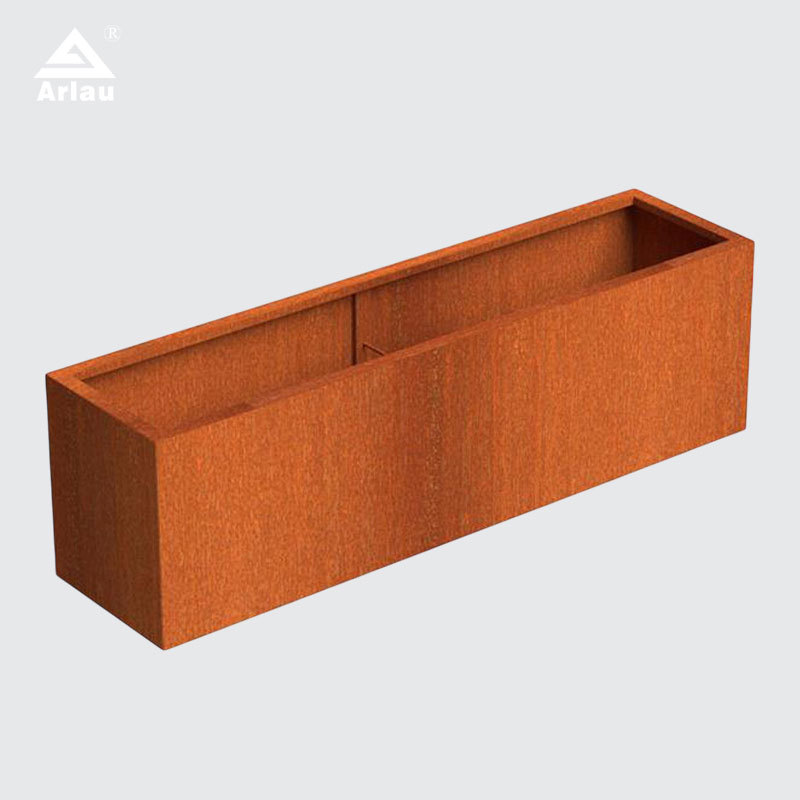 Rectangular Weathering Steel Planter Box for Outdoor Landscaping Arlau