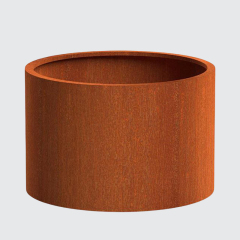 Round Rust Patina Weathering Steel Garden Bed Planter - Arlau