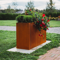 Rectangular Weathering Steel Planter Box for Outdoor Landscaping Arlau