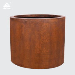 Round Rust Patina Weathering Steel Garden Bed Planter - Arlau