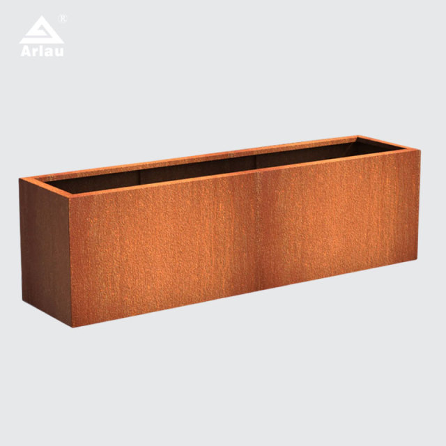 Rectangular Weathering Steel Planter Box for Outdoor Landscaping Arlau