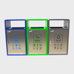 Stainless Steel Public Waste Sorting Can- 3-Category Recycling Bin