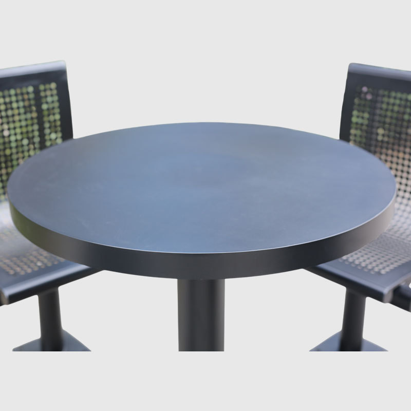 Outdoor Dining Set with 4 Chairs - Black Metal Commercial Table