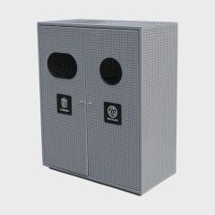 Commercial Garbage Can - Dual-Compartment Stainless Steel Bin