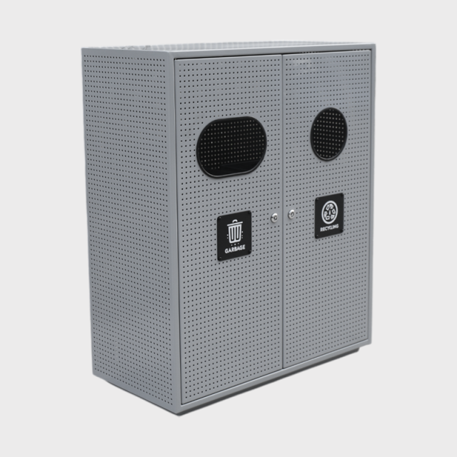 Commercial Garbage Can - Dual-Compartment Stainless Steel Bin