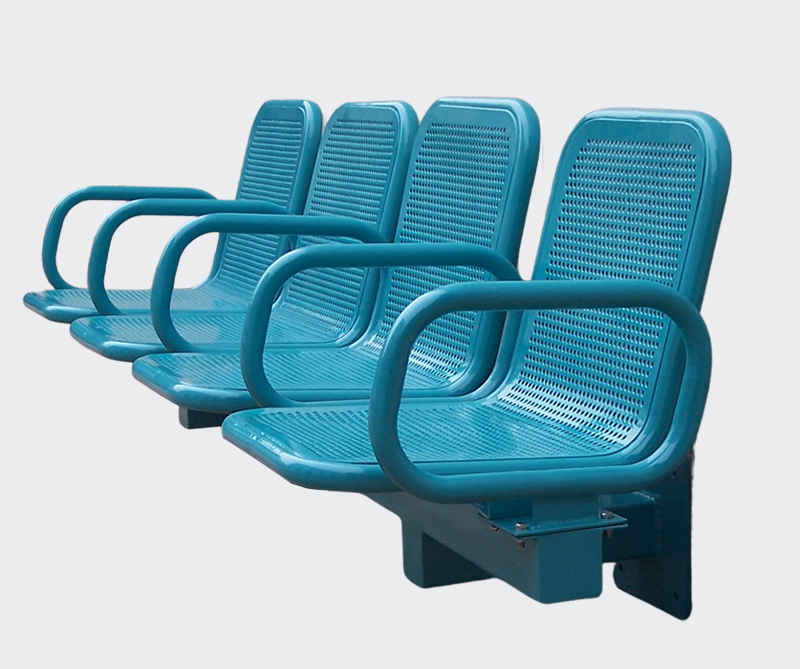 Metal Row Chairs - Connected Seating with perforated design