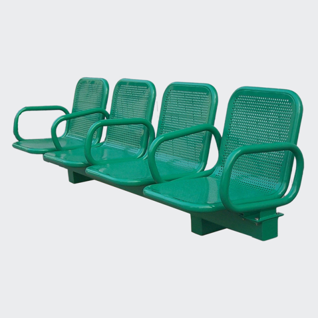Metal Row Chairs - Connected Seating with perforated design