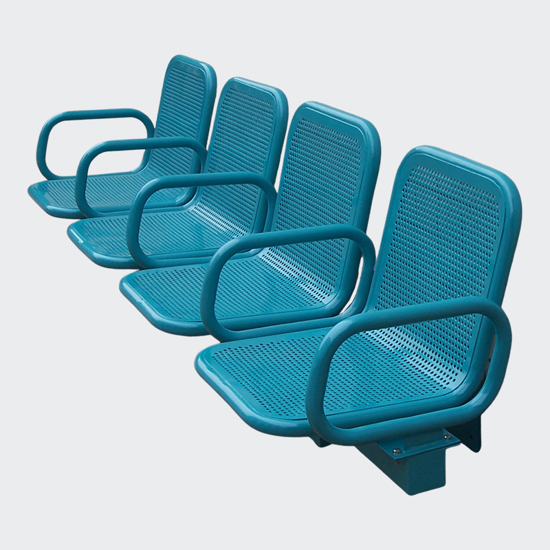 Metal Row Chairs - Connected Seating with perforated design