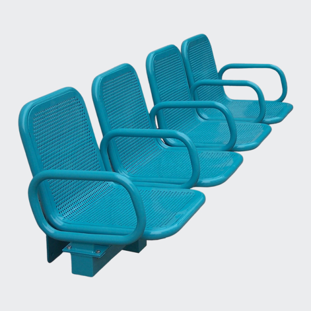 Metal Row Chairs - Connected Seating with perforated design