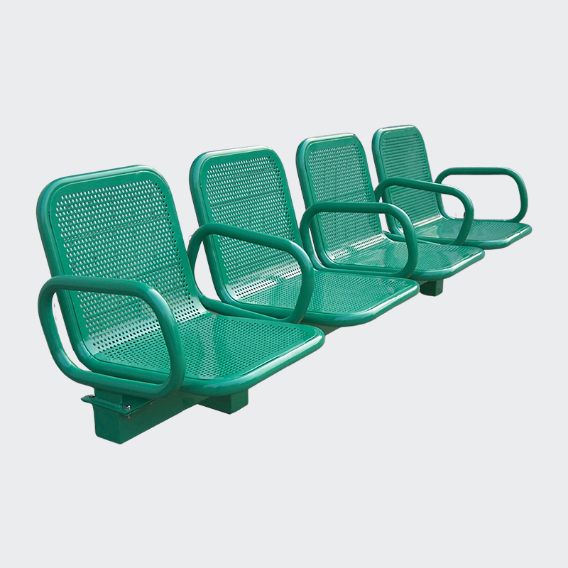 Metal Row Chairs - Connected Seating with perforated design