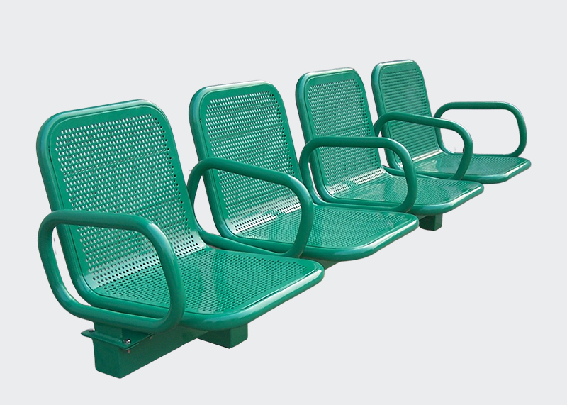Metal Row Chairs - Connected Seating with perforated design